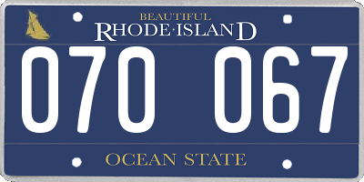RI license plate 070067