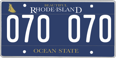 RI license plate 070070