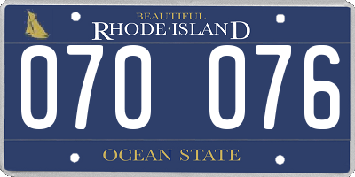 RI license plate 070076