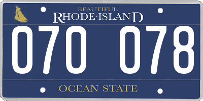 RI license plate 070078
