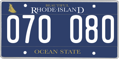 RI license plate 070080