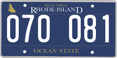 RI license plate 070081