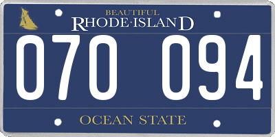 RI license plate 070094