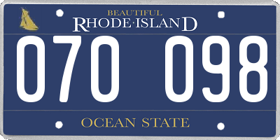 RI license plate 070098