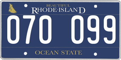 RI license plate 070099