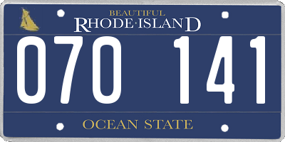 RI license plate 070141