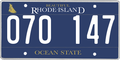 RI license plate 070147