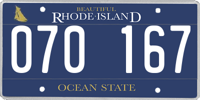 RI license plate 070167