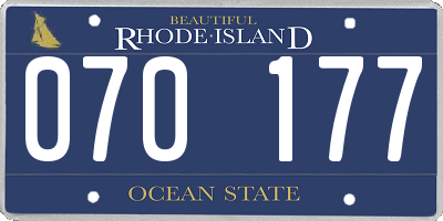 RI license plate 070177
