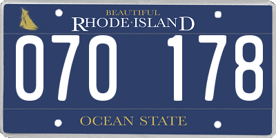 RI license plate 070178