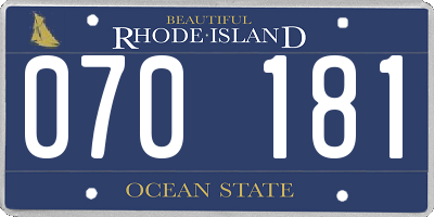 RI license plate 070181