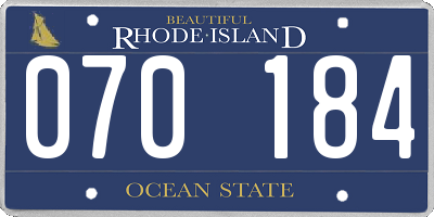 RI license plate 070184