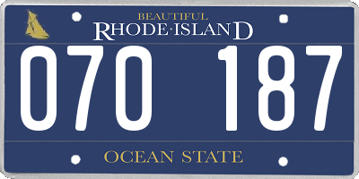 RI license plate 070187