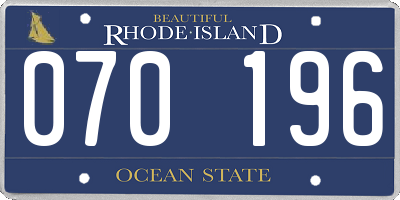 RI license plate 070196