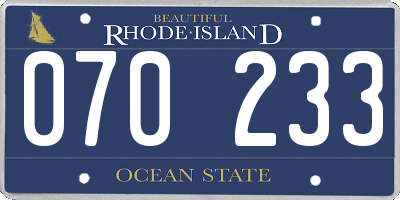 RI license plate 070233