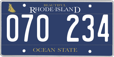 RI license plate 070234