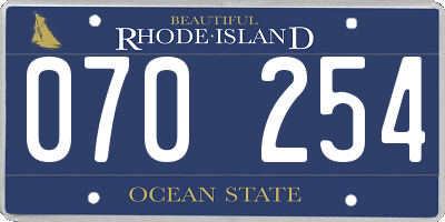 RI license plate 070254