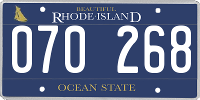 RI license plate 070268