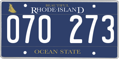 RI license plate 070273