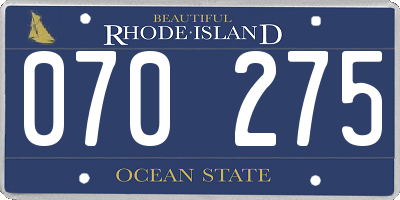 RI license plate 070275