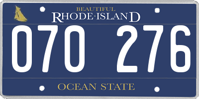 RI license plate 070276