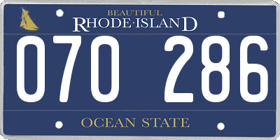 RI license plate 070286