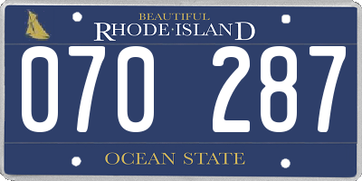 RI license plate 070287