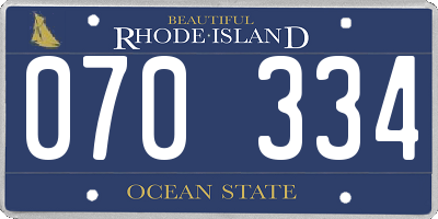 RI license plate 070334
