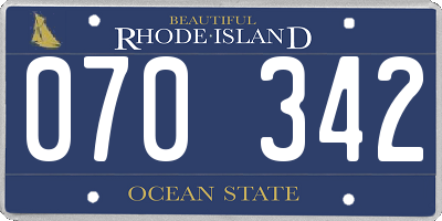 RI license plate 070342