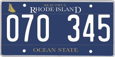 RI license plate 070345