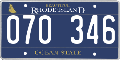 RI license plate 070346