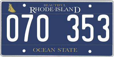 RI license plate 070353