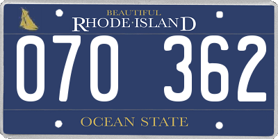 RI license plate 070362