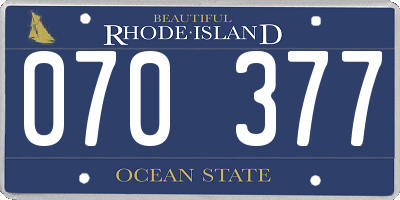 RI license plate 070377