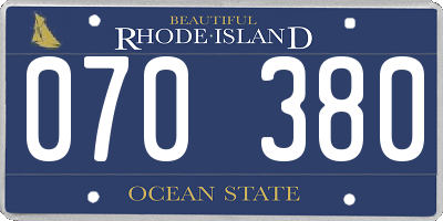 RI license plate 070380