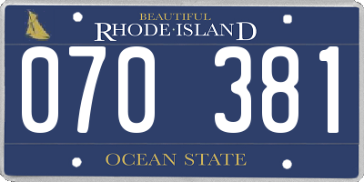 RI license plate 070381