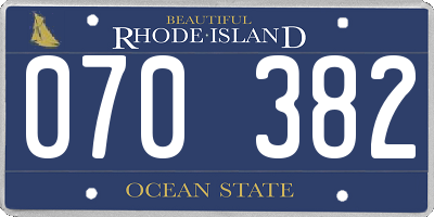 RI license plate 070382