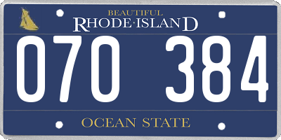 RI license plate 070384