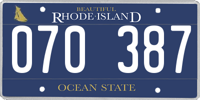 RI license plate 070387