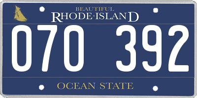 RI license plate 070392