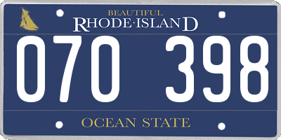 RI license plate 070398