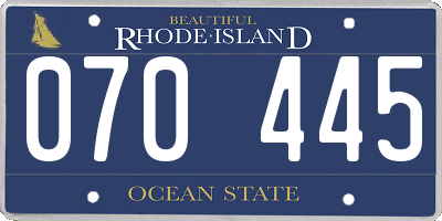 RI license plate 070445