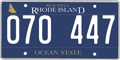 RI license plate 070447