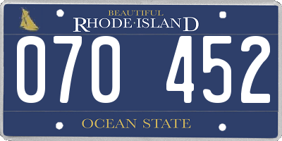 RI license plate 070452