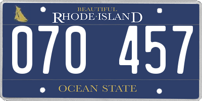 RI license plate 070457