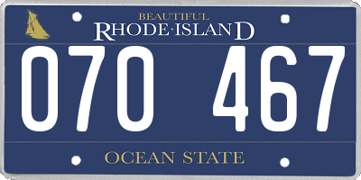 RI license plate 070467