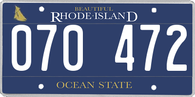 RI license plate 070472