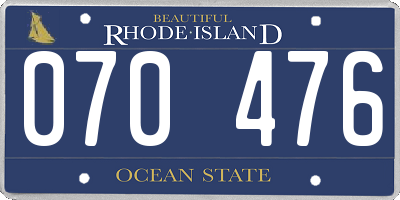 RI license plate 070476
