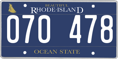 RI license plate 070478