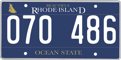 RI license plate 070486